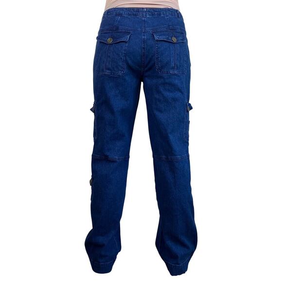 Metrostyle Sz 8 Vtg Y2K Relaxed Baggy Cargo Jeans Dark Wash Pockets Streetwear - Picture 5 of 16